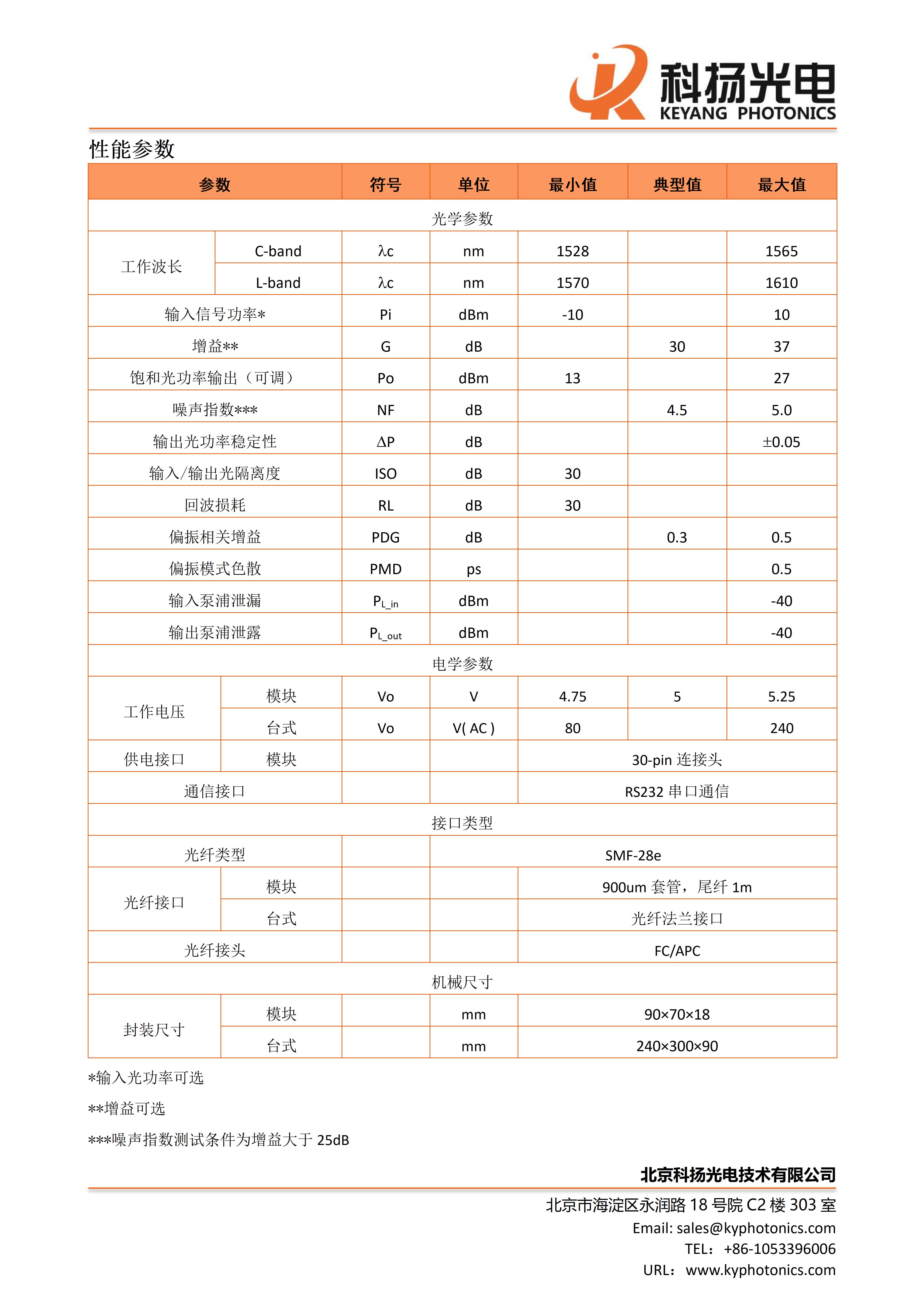 功放型掺铒光纤放大器