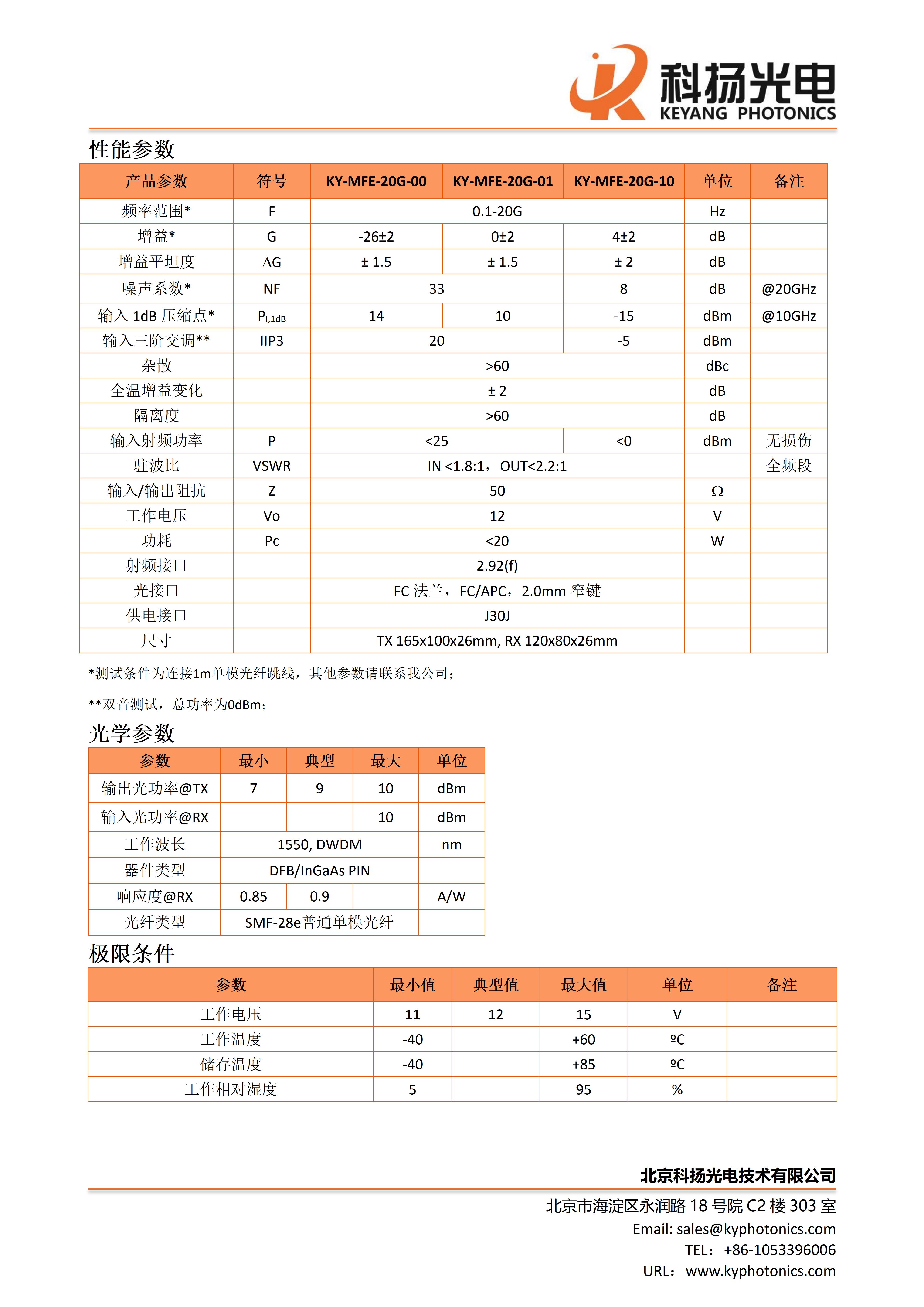 低噪声射频光纤模块