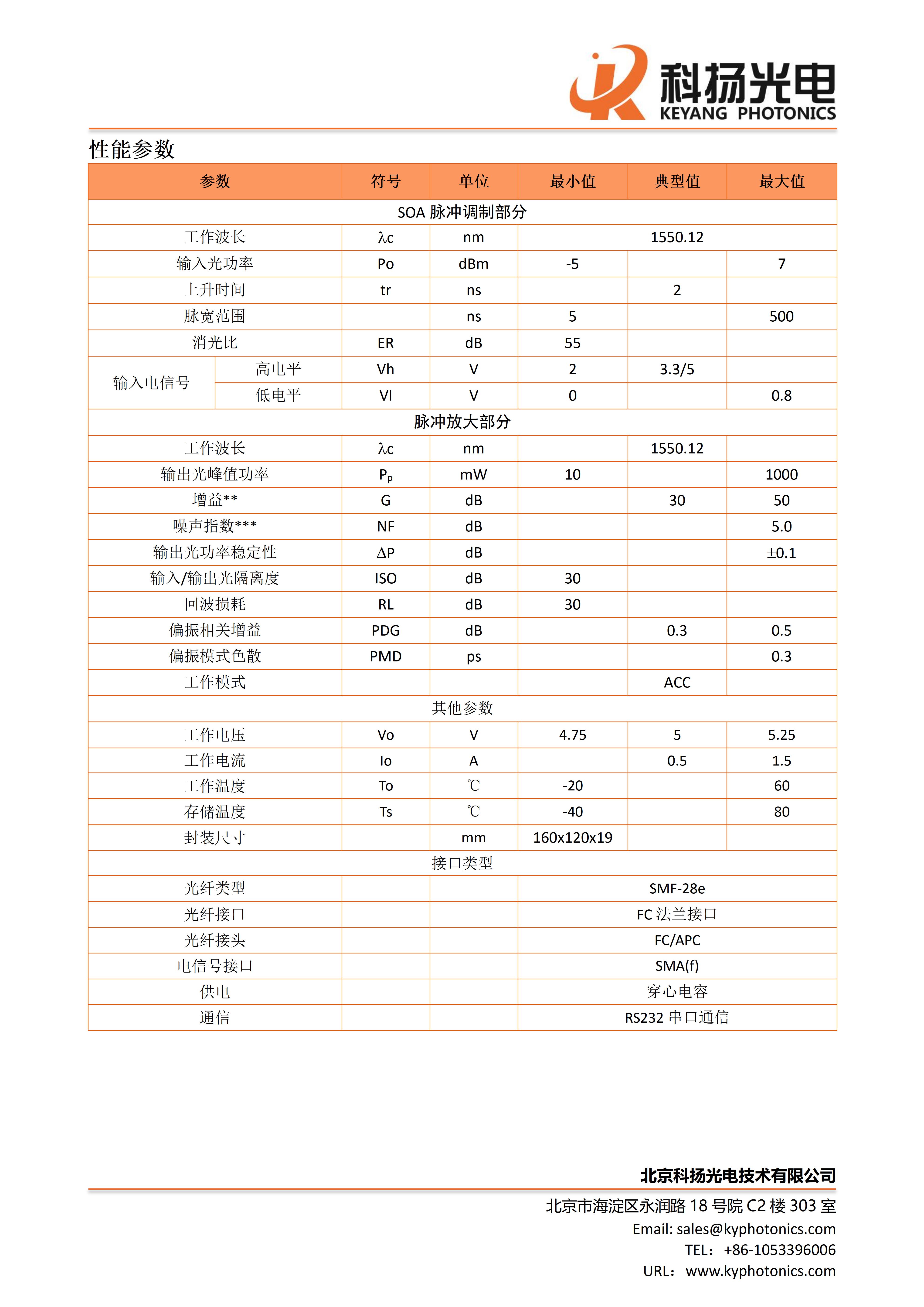 SOA脉冲调制及放大模块