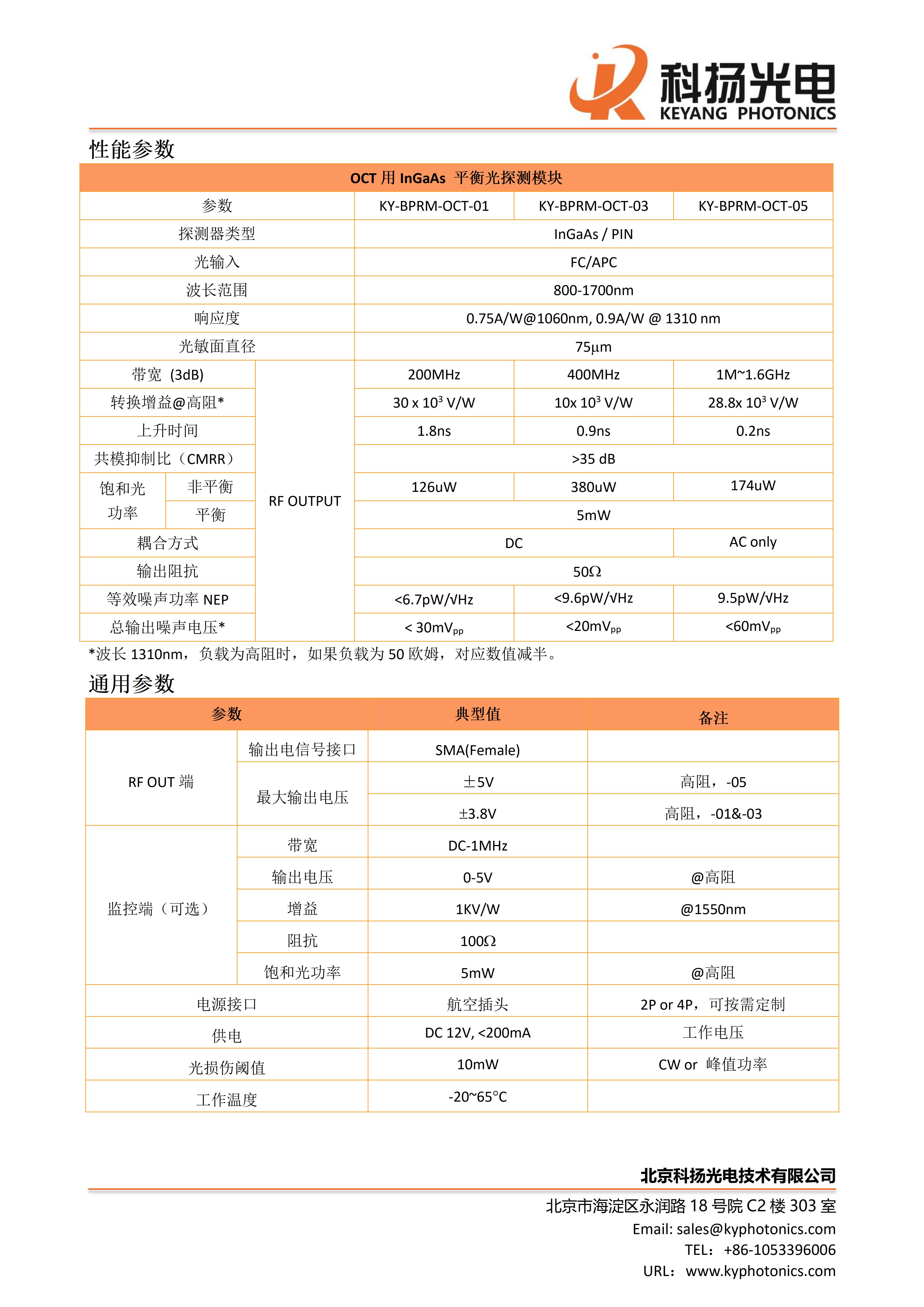 OCT用平衡光探测模块