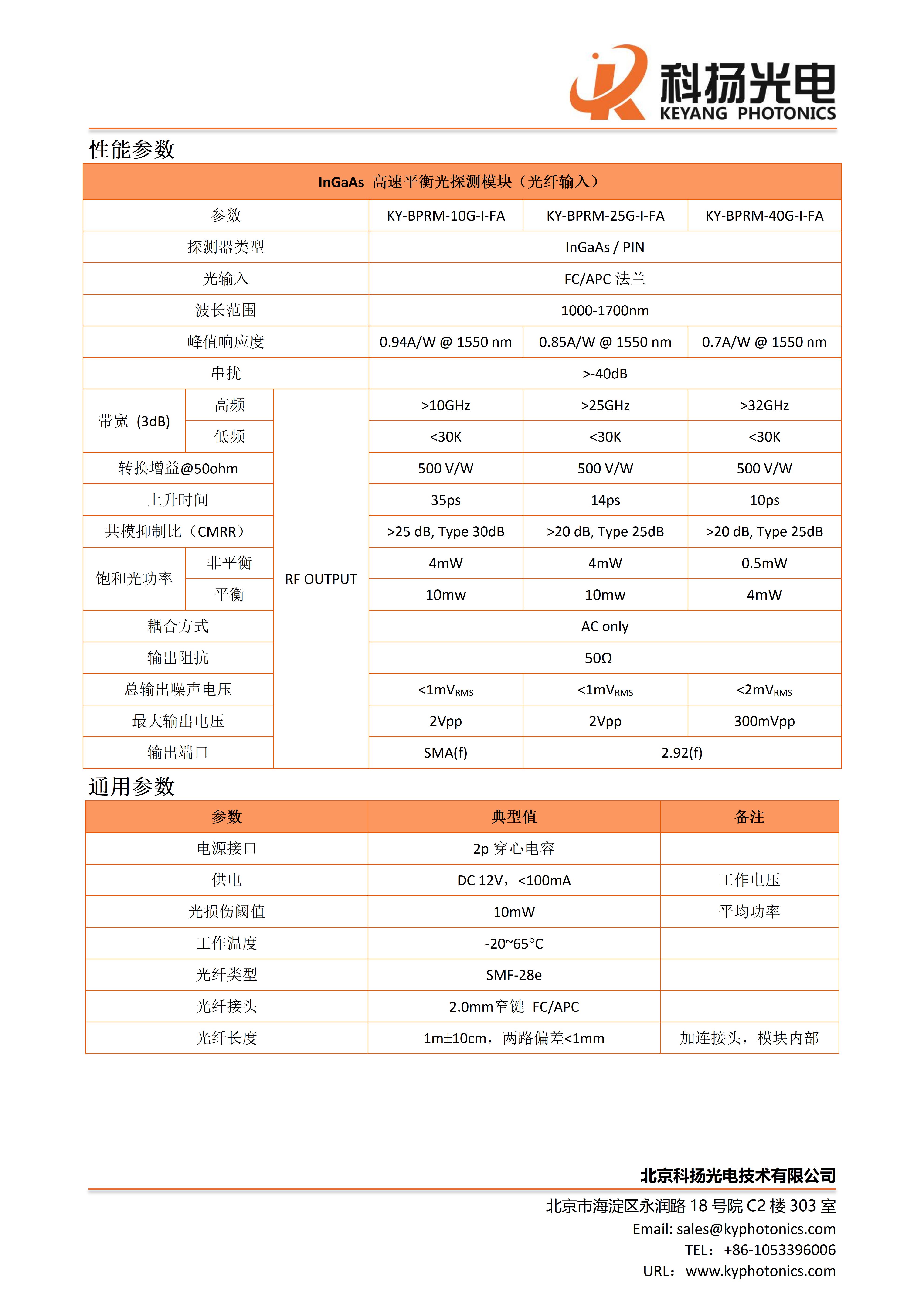 高速平衡光探测模块