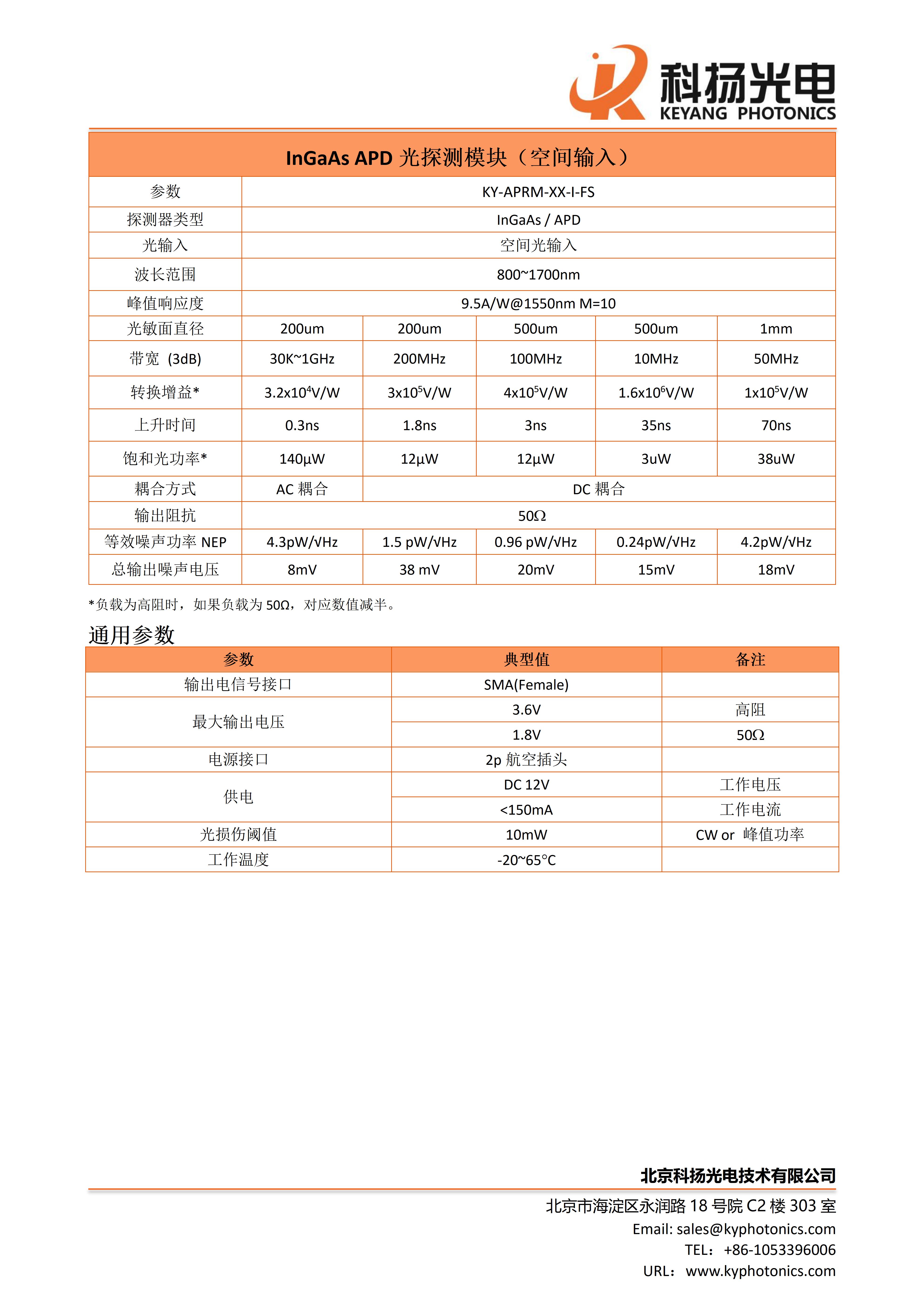 APD光探测模块